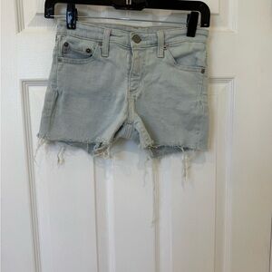 AG Adriano Goldschmied Light Blue Distressed Denim Shorts